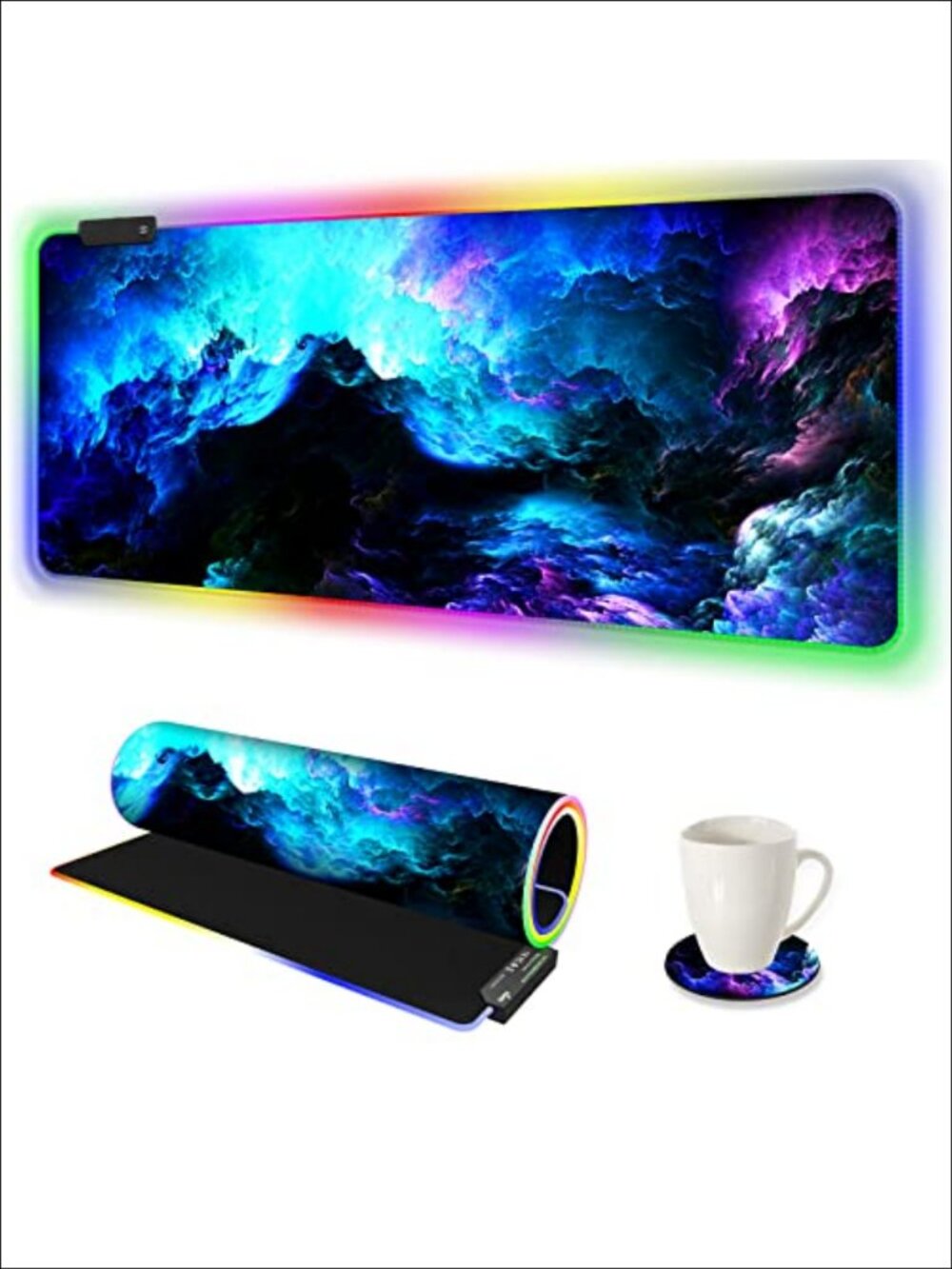 RGB Gaming Mouse Pad Large XXL Extended LED Mouse Mat 14 Lighting Modes Non-Slip